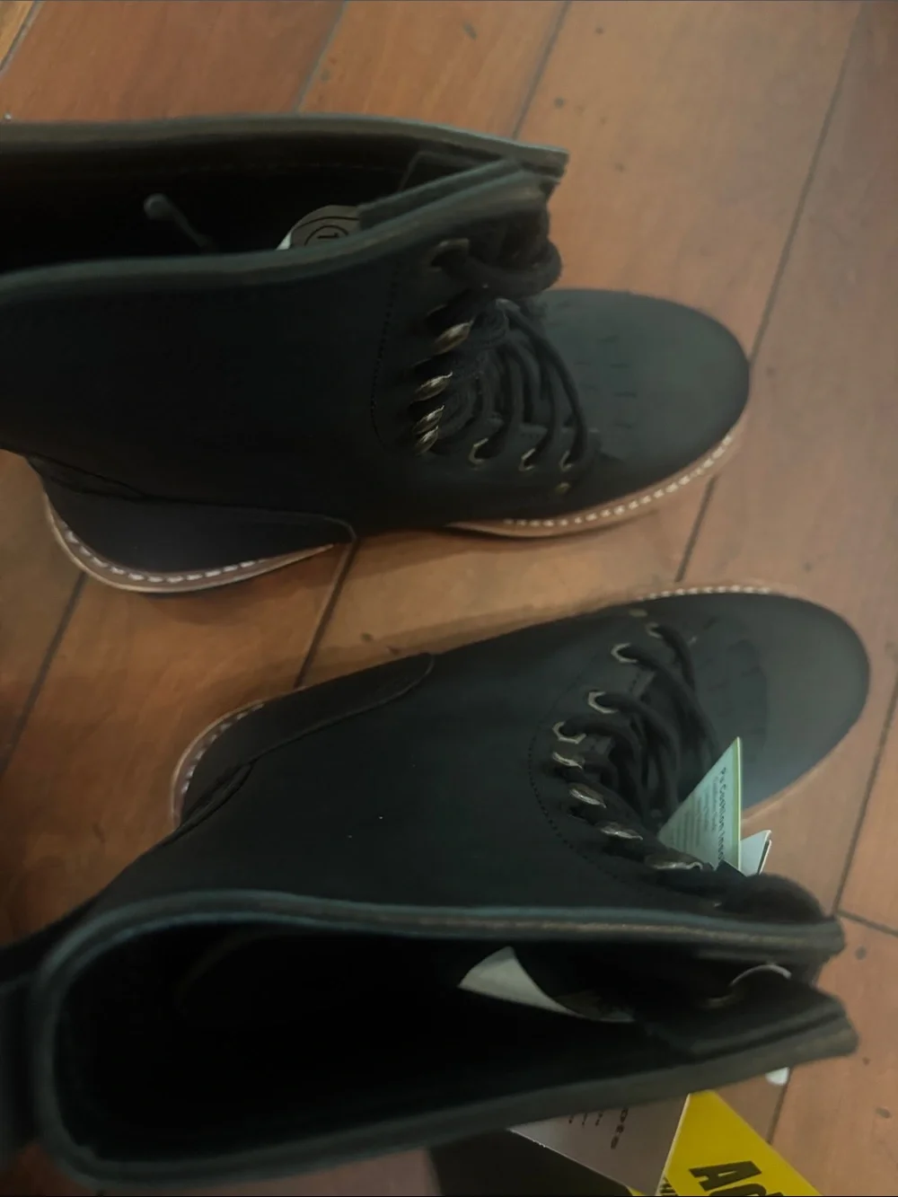Ad Tec Black Lace-Up Work Boots with Brown Welt